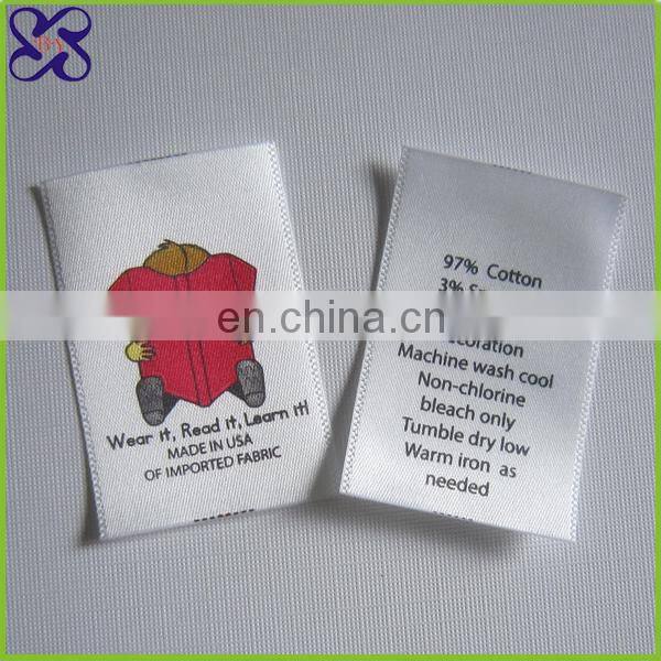 Care instruction label silk screen printing clothing labels