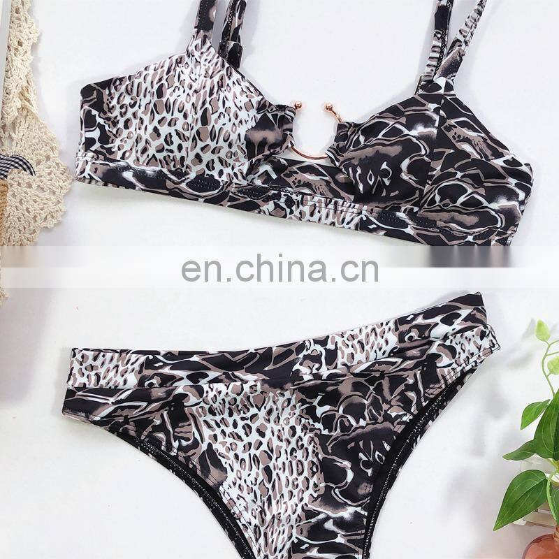 10 colors sexy Green leopard snake print bikini set solid plain color swimsuit Swimwear Female