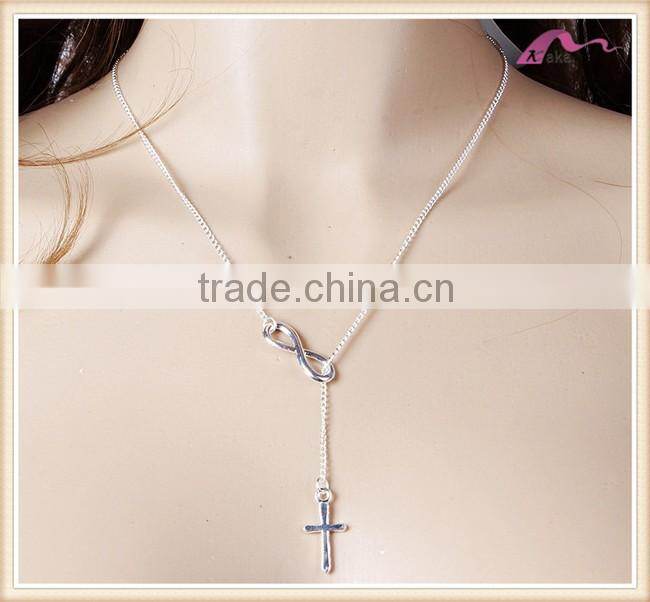 Ethnic Silver Bow Necklaces For Women Simple Long Chain Pendants Jewelry