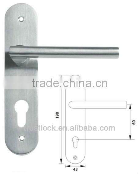 LH190-2:Solid Stainless Steel Door Handle with lock plate