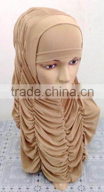 A593 Newest design solid color ruffle TWO Pieces HIJAB