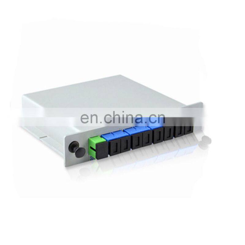 MT-1081-8 Fully Stocked 1*8 Type Fiber Optic Cassette Box Type PLC Splitter With SC UPC Adaptor