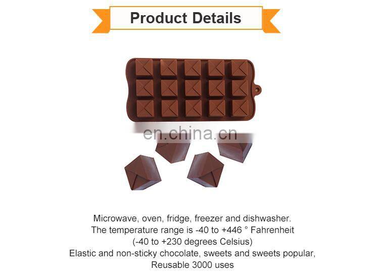 Food Grade Handmade 15 Holes Square Chocolate Biscuit Silicone Mold