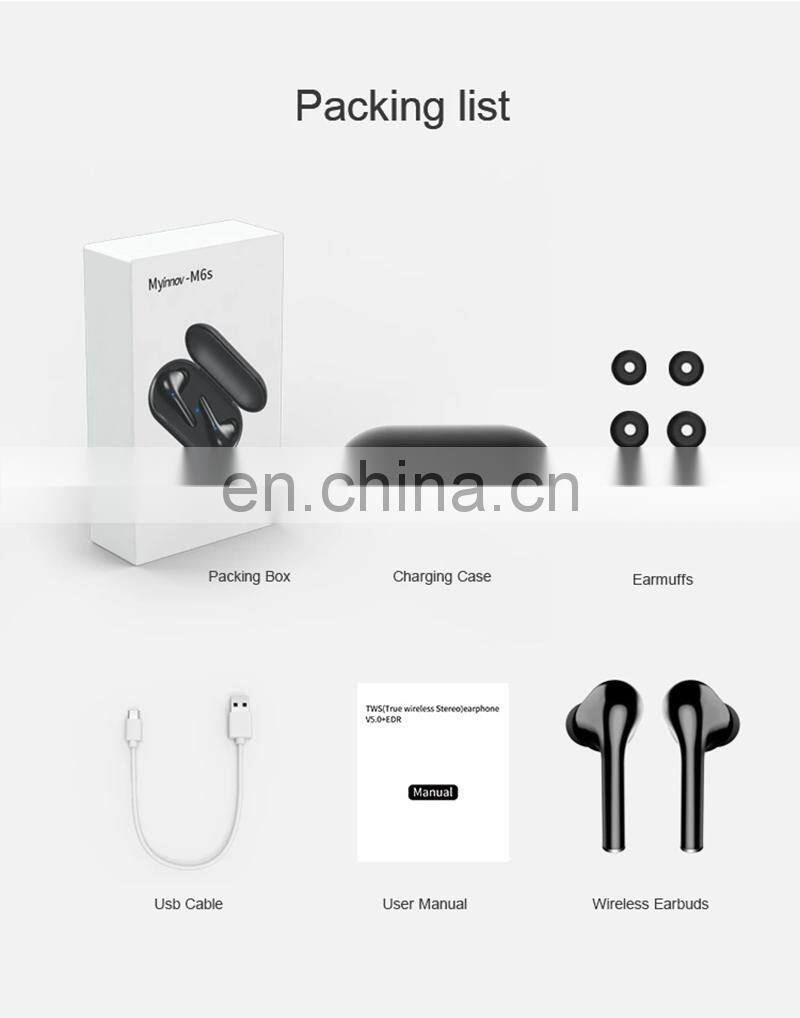 M6S V5.0 mini wireless bt headphones earbuds tws earphone for Mobile Phones