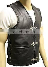 Men Biker Retro Waistcoat Male Punk Sleeveless motorcycle vest Genuine leather Metal Chain Biker Vest Motorcycle Sleeveless vest