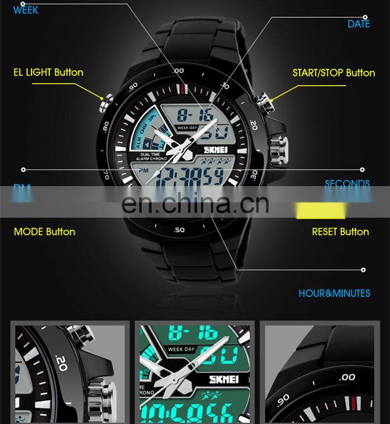 Black factory 5atm swimming analog digital skmei watches men