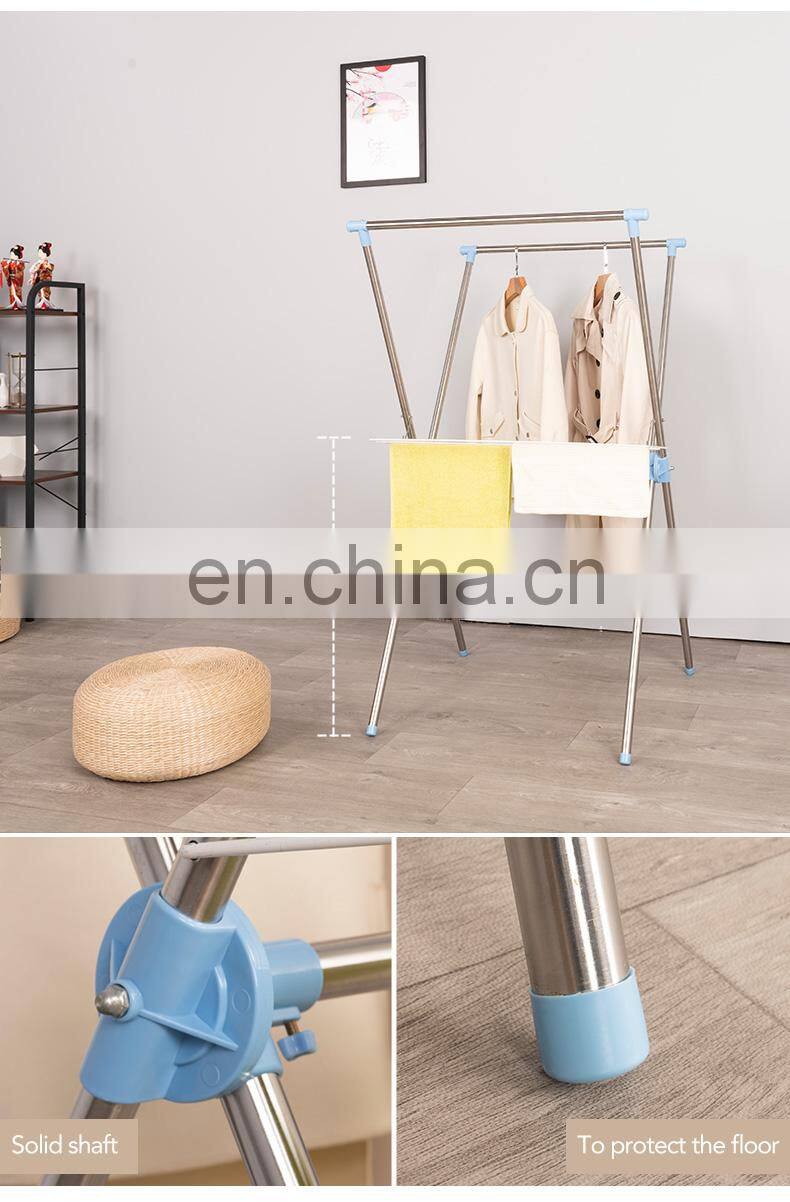 Movable Metal Folding Baby Foldable Clothes Laundry Hanger Cloth Display Rack Stand