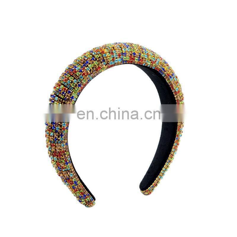 2022 Colorful Bling Bling Rhinestones Headbands For Womens Luxury Shiny Padded Diamond Crystal Hair Bands Party Hair Accessories