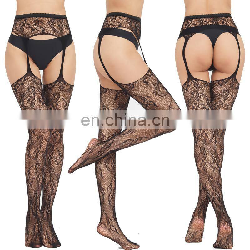 2022 Mature Women Foot Black Lace High Tight Interior Nylon Silk Stocking Foot Sexy Stockings