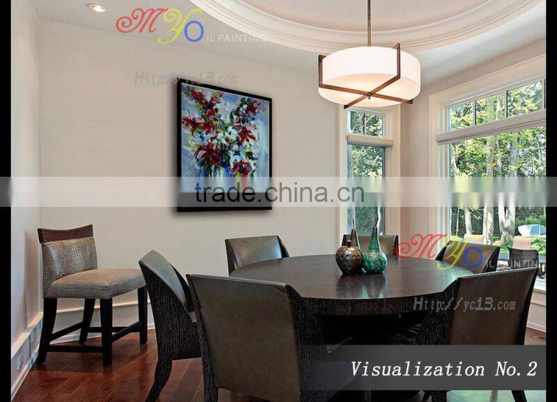 Knife painted modern wall art picture canvas abstract flower oil painting