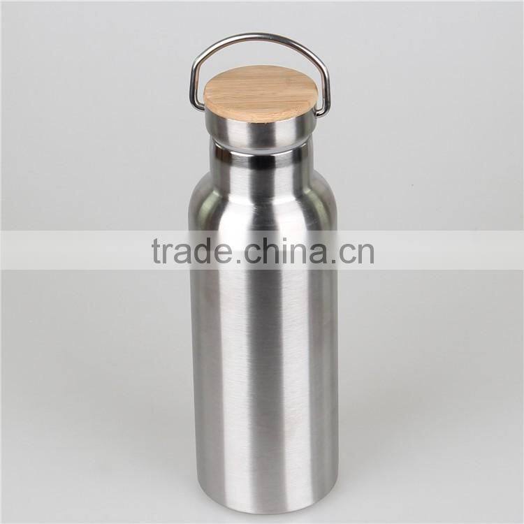 Hot selling 2016 summer Mlife double wall 750ml stainless steel water bottle sport bottle tumbler with Bamboo Lid & Handle