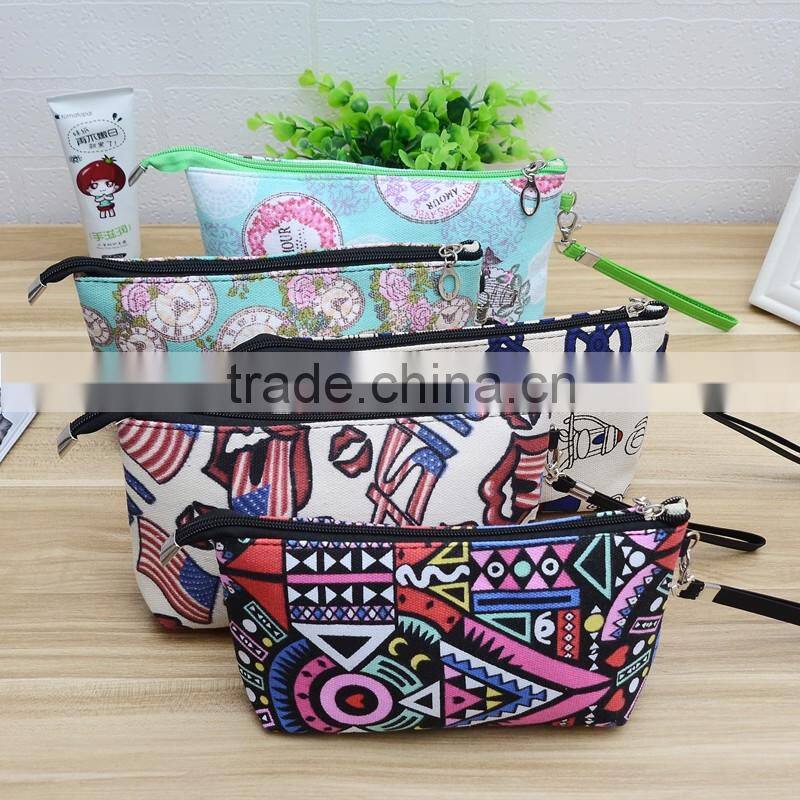 OEM fashion colorful cheap girls bags mini makeup canvas cosmetic bag