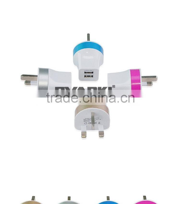 2016 hot new arrivals Top Quality CE Approved Wholesale EU/US/UK/AU Plug 5V 2.1A Dual USB Travel Wall Charger with High quality