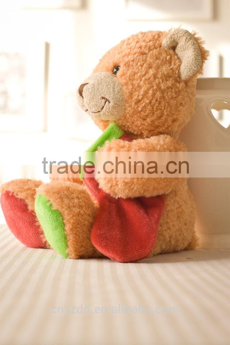 Plush Toy Bear with Christmas Hat and Sock/Sitting high 20cm Soft Chistmas Toy Teddy Bear /Stuffed Toy Light BrownTeddy Bear