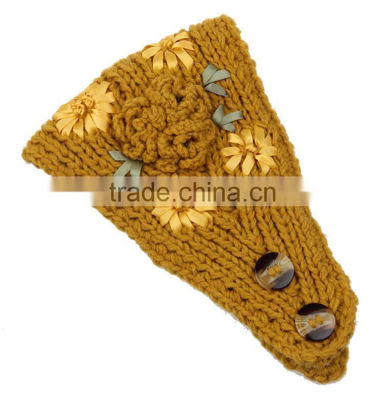 Fashion Charm Ladies Winter Hand Knitting Lace Flower Head Band