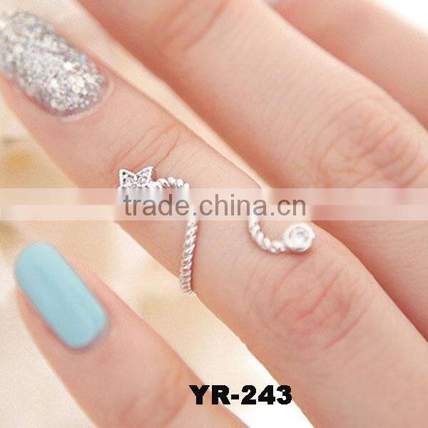 2016 Hot Sale Cute Gold Smart Rhinestone Ring With Butterfly For Girlfriend