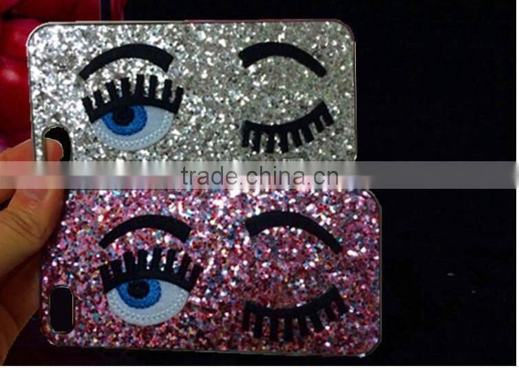 Shiny big eyes flash pink eyelashes phone case for iphone 6