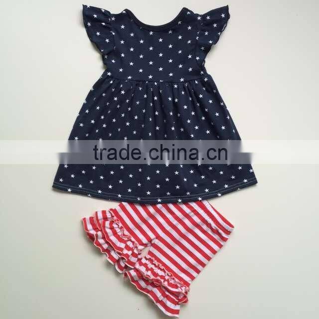 Pearl dress set for baby girls Independent day clothes 4th of july patriotic outfits kid ruffle clothes