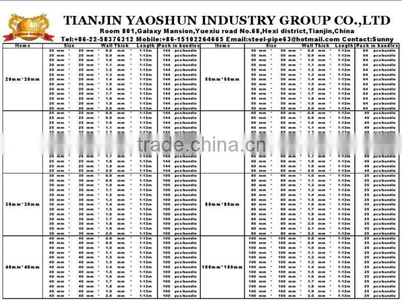 pregalvanized steel tubes hollow sections square rectangular direct provided by manufacture