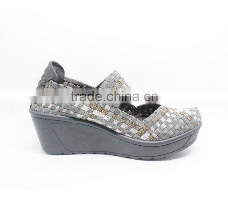 Comfortable elastic ribbons woven shoes for ladies