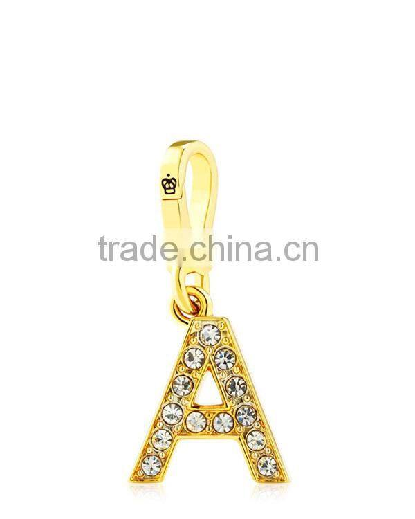 Gold rhinestone alphabet charm letter pendant alphabet keychain