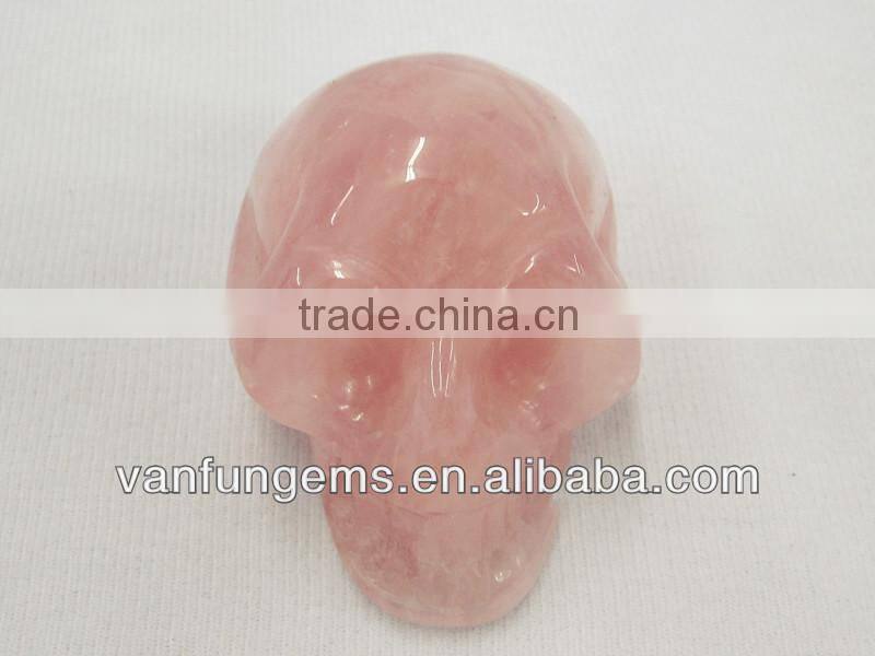 Wholesale Natural Pink Crystal Carving Skull
