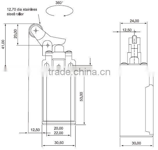 CNTD IP65 Long Mechanical Life Roller Plunger Type 1NC1NO 10A Waterproof Limit Switch