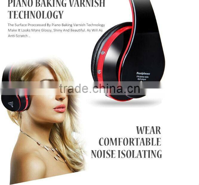 Super bass bluetooth headset headphone for xiaomi mi3 iphone with TF card slot and FM
