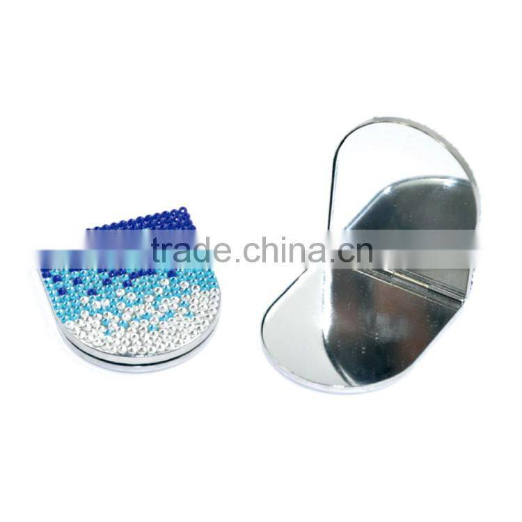 U shaped Diamante Sparkly Compact Mirror
