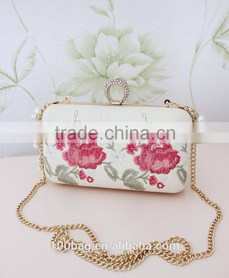 stylish fashion classical fancy print tassel pu leather clutch evening bag manufactures china