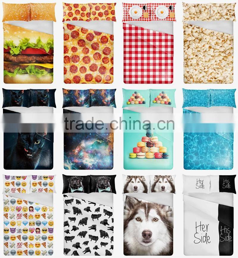 fashion color emoji 3D print bedding sets soft home textile four season collection colorful print funny animal children printing