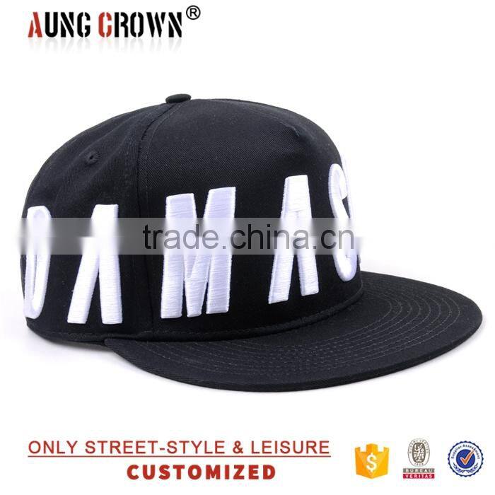 6 panels custom 3D embroider flat bill snapback cap and hat