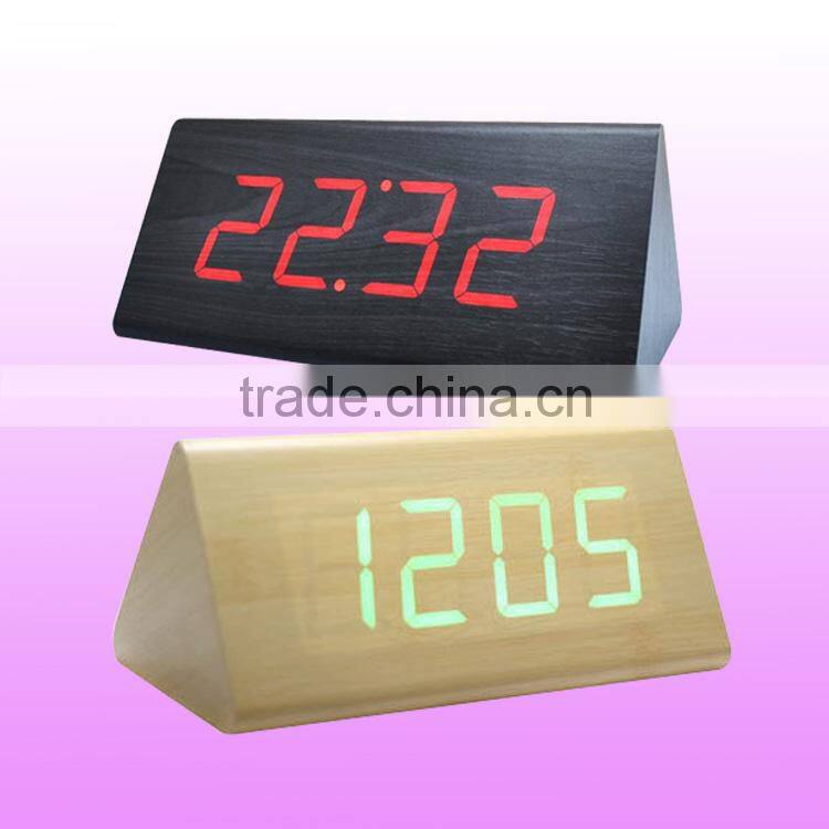Multi-function digital wooden table clock