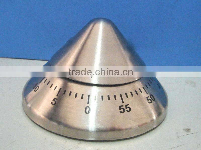 Cute Stainless Steel Pyramid Shaped Kitchen Mechanical Timer