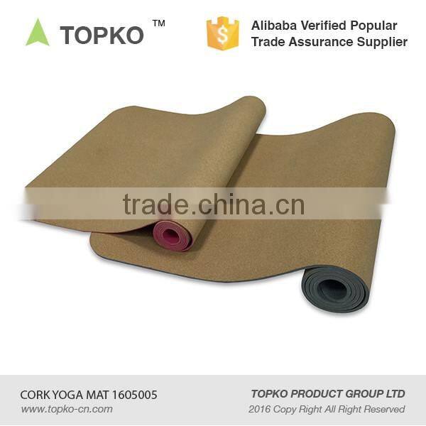 TOPKO no smell natural cork yoga mat Cork surface TPE yoga mat