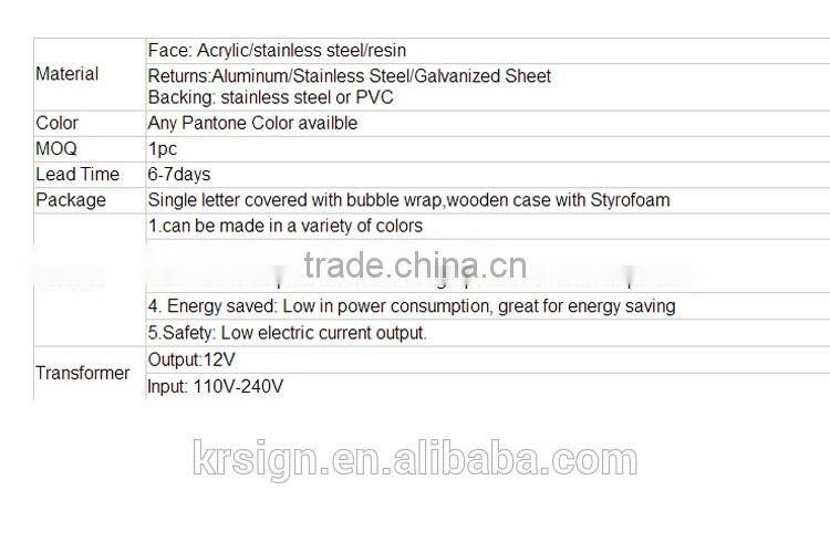 acrylic led letter sign 3D acrylic sign manufacturer