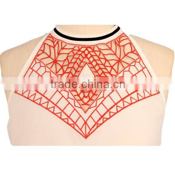 2016 sexy white chiffon tank tops hollow out neck chiffon tank tops