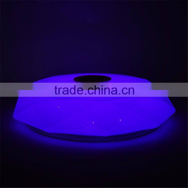 24W Modern Surface Mounted Dimmable RGB Lamp Fixture Round Color Changing LED Ceiling Light With Sleep Timer Bluetooth Speaker