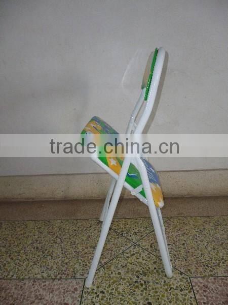 Metal folding chair with PVC cushion seat for living room furniture