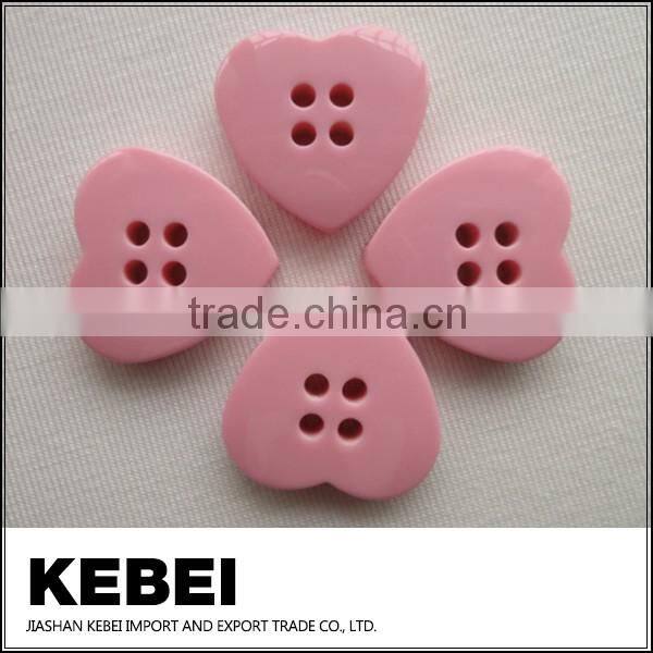 Heart-shaped button four holes pink button for shirts