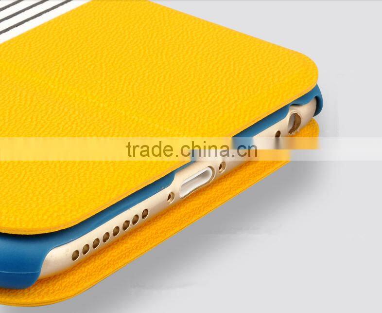 Striped Pattern Design Mobile Phone Case Assorted colours Standing Leather Case For iPhone 6