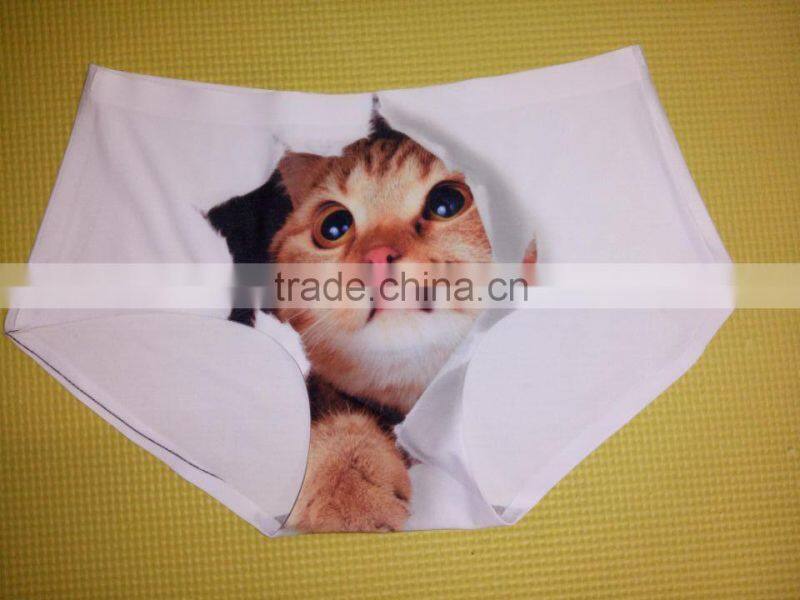 Smooth Traceless Lingerie Sexy Cat Printed Hipsters Anti-exposure Panty