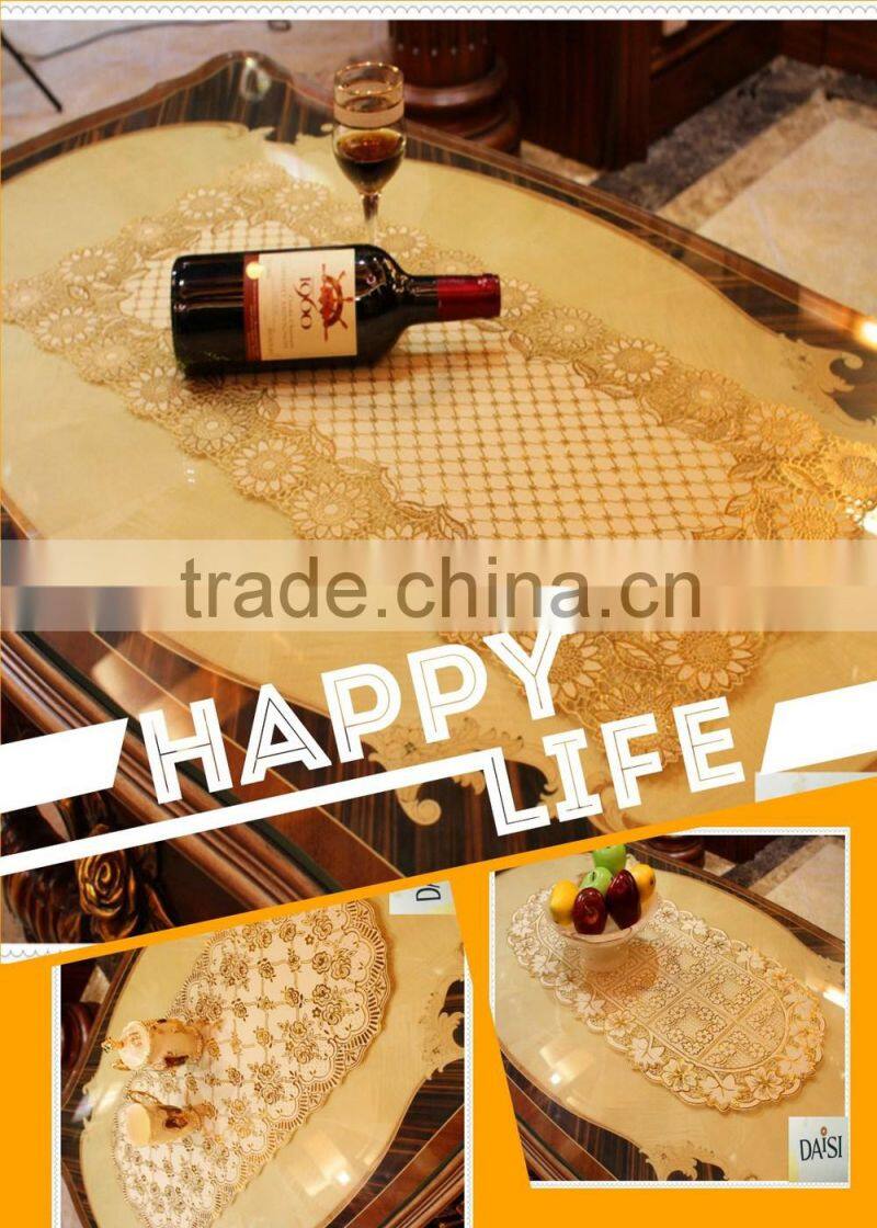 40x84 gold and silver long Lace Tablecloth
