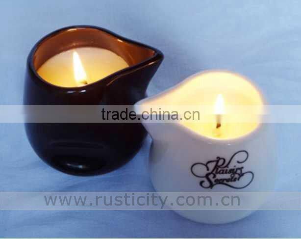 "BRIGHT" glass jar candle with led candles with real flame