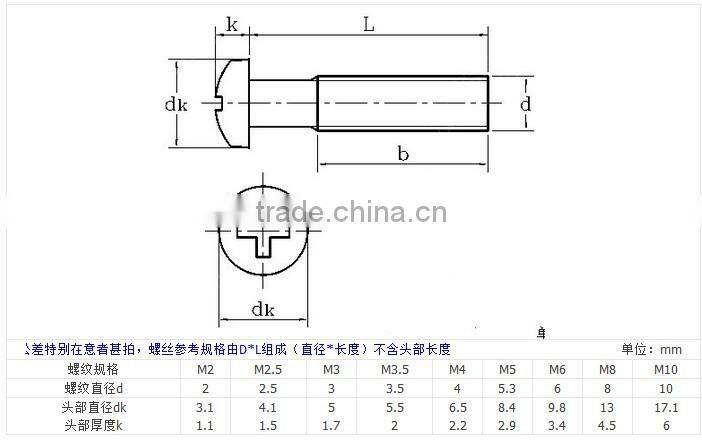M1 to M6 stainless steel 304 A2-70 pan head cross recessed machine screw