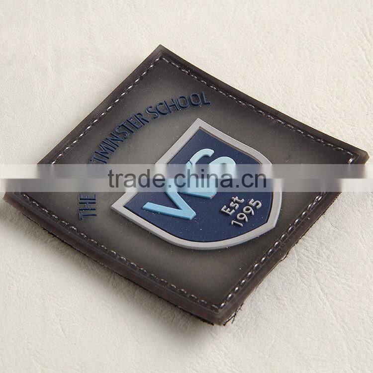 Customize high quality pu rubber tag label for jeans