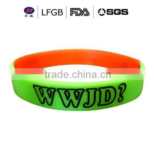Silicone wrist band with country logo printed , factory direct supply cheap custom silicone bracelet