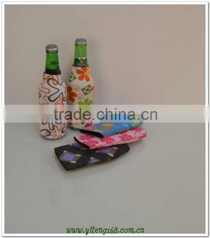 Zipper neoprene bottle cover with heat trandfer printing