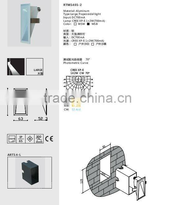 IP65 2W LED Outdoor Recessed Wall Light