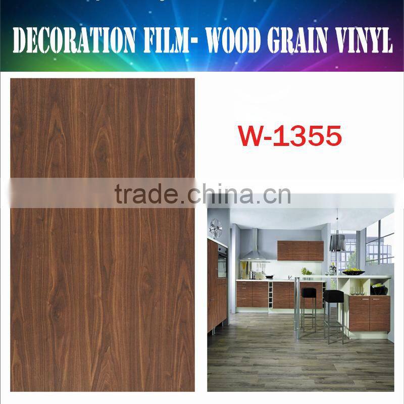 High quality wood grain color decorative pvc kitchen cabinet door film 1.22x50m/roll
